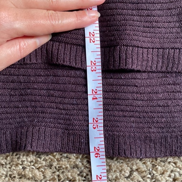 Tahari purple ribbed wool blend sweater with button accent on back - Picture 7 of 7